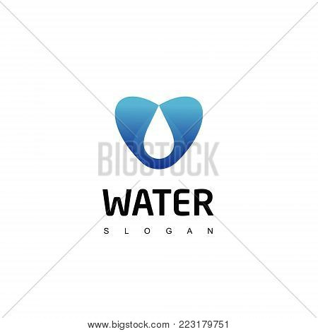 Water Care Logo, love With Drop Water Symbol