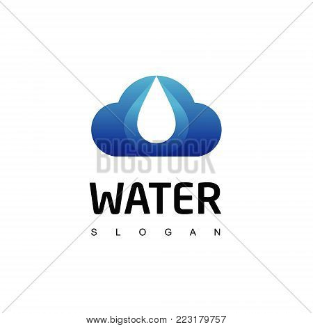Cloud Logo With Water Symbol, Water Logo
