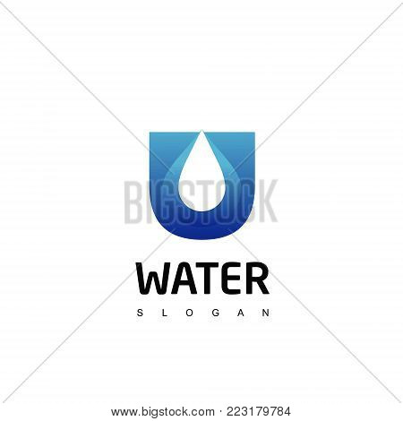 Letter U Logo, U Water Logo Design