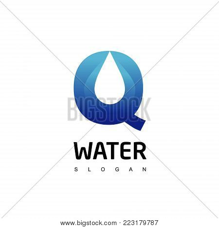 Letter Q Logo, Q Water Logo Design