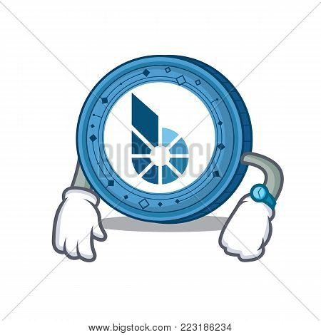 Waiting BitShares coin mascot cartoon vector illustration