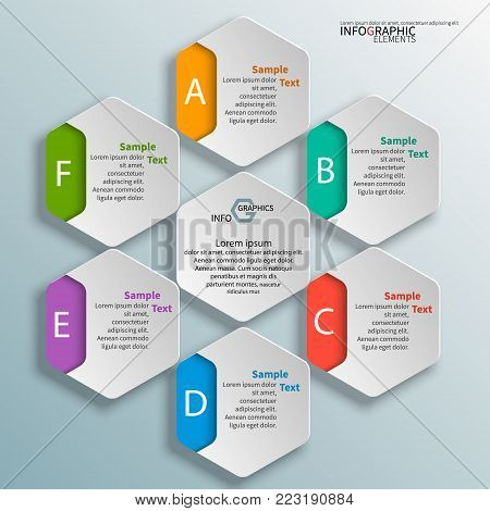 vector abstract 3d paper infographic elements.Hexagon infographics.Honeycomb design