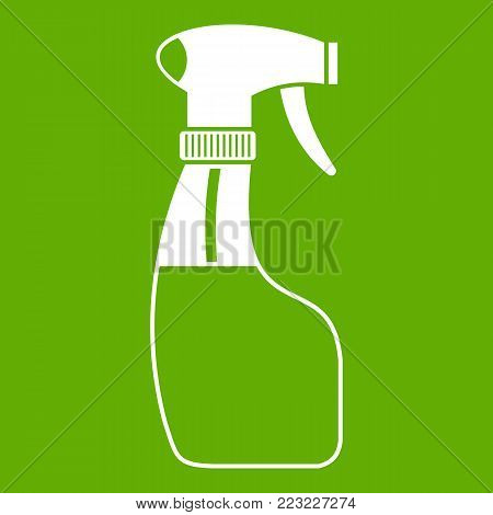 Spray icon white isolated on green background. Vector illustration