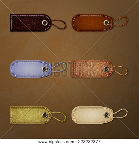Leather labels set. Tags and labels, vector image