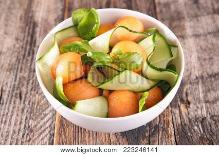 melon,cucumber and basil