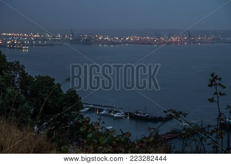 A night liights can be seen at the Port of Tacoma in Washington State.