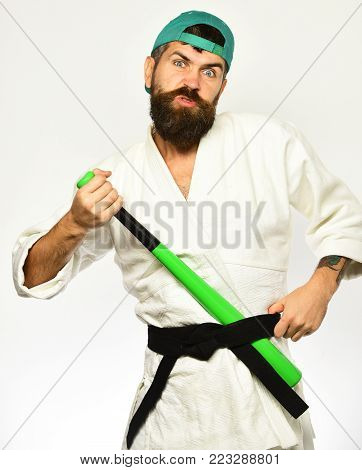 Karate And Martial Arts Concept. Man In A Kimono
