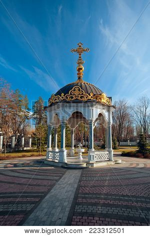 Ciborium in the territory of Epiphany Cathedral  in Gorlovka, Ukraine