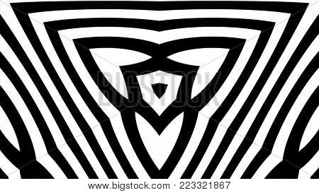 Abstract Cgi Motion Graphics And Animated Background With White And Black Figures. Hypnotic Spiral I