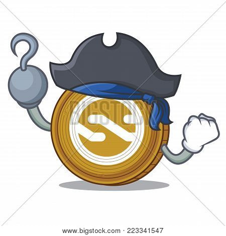 Pirate Nxt coin character cartoon vector illustration