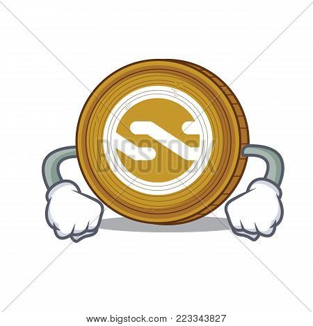 Angry Nxt coin mascot cartoon vector illustration