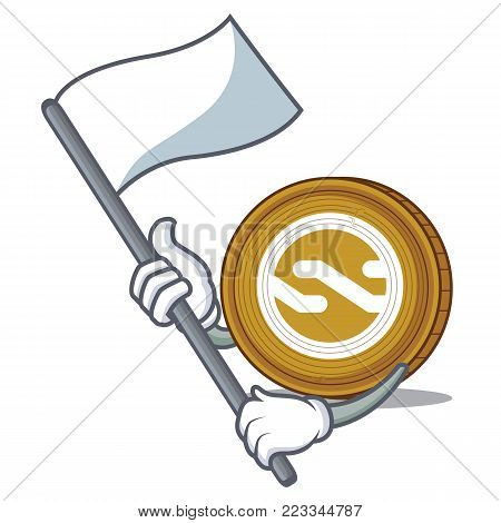 With flag Nxt coin mascot cartoon vector illustration