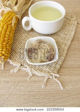 Cup of tea with corn silk, Maydis stigma