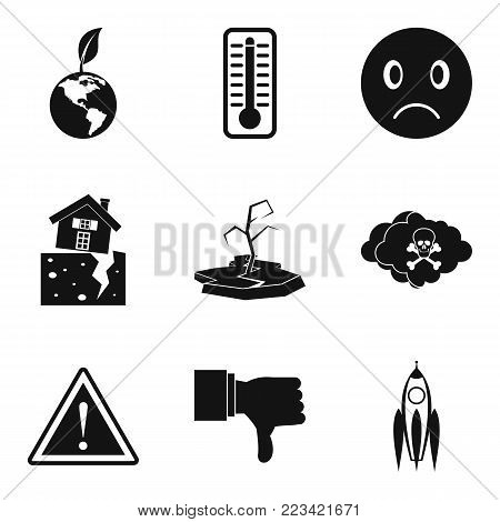 Global climate warming icons set. Simple set of 9 global climate warming vector icons for web isolated on white background