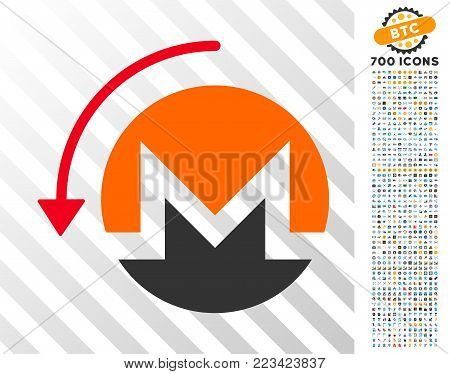 Refund Monero icon with 700 bonus bitcoin mining and blockchain images. Vector illustration style is flat iconic symbols designed for crypto-currency websites.
