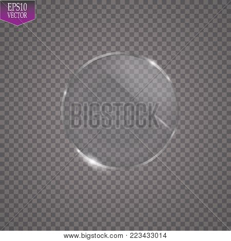 Fflat Round Glass. Magnifier. Isolated On A Transparent Background. Eps 10