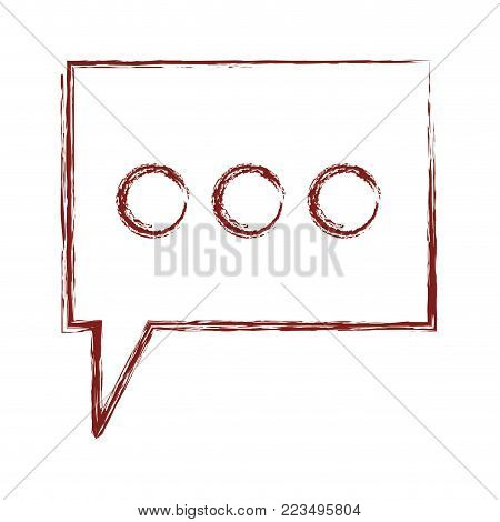dialogue box with tail and three suspension points in dark red blurred silhouette vector illustration