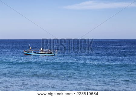 A Fishing Boat In The Tropical Waters Near Paga, East Nusa Tenggara, Indonesia.
