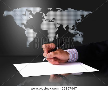 Image of a businessman hand signing documents