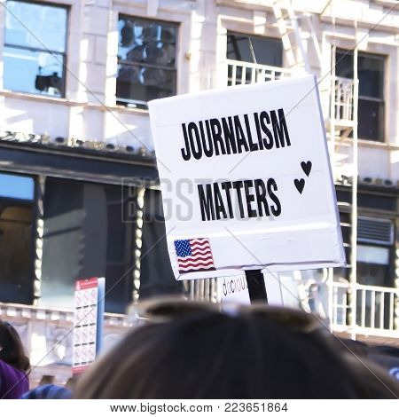 Los Angeles, California - January 20, 2018: Activists gather for second annual Women's March to make their voices heard.