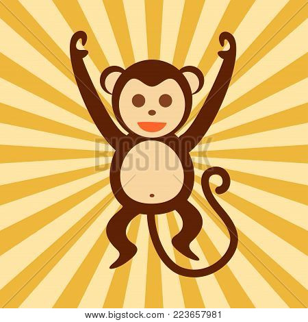Happy Monkey Action Vector Graphic Illustration Design