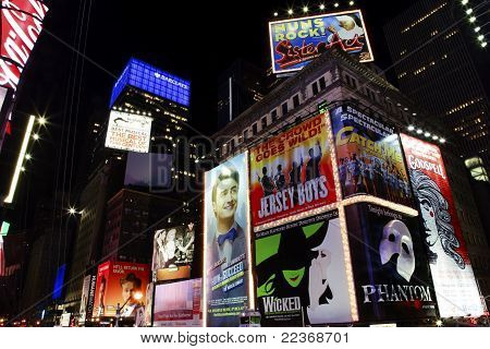 Lightshow Times Square New York City Skyline notturno