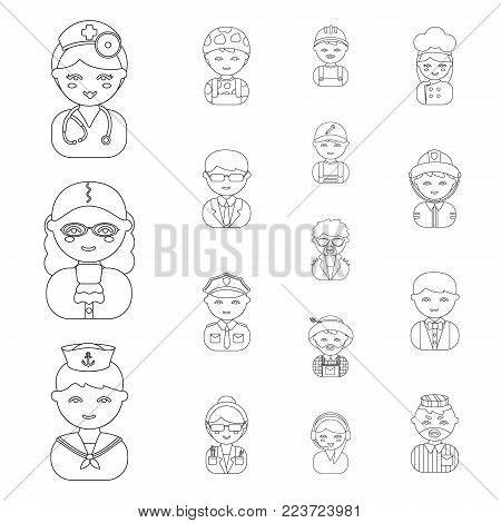 People of different professions outline icons in set collection for design. Worker and specialist vector symbol stock  illustration.