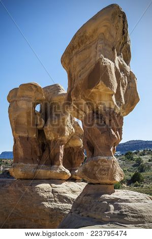 Sandstone hoodoos at Devil's Garden located in the Grand Staircase - Escalante National Park near Escalante Utah USA