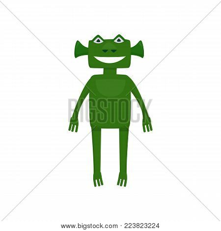 A cute cartoon character with an alien with locators. Pearsonage for children's parties and parties. Vector illustration on white background
