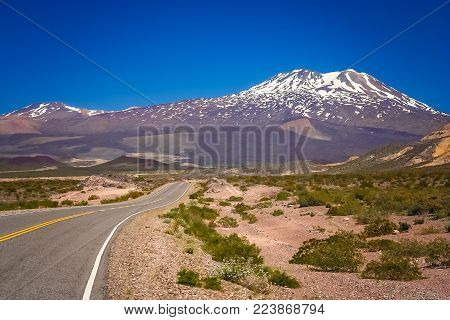 Famous Ruta 40 called also Ruta Quarenta passing through some impressive and strangely shaped mountains in northern part of the country, Argentina, South America