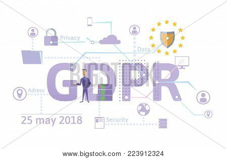 GDPR concept illustration. General Data Protection Regulation. The protection of personal data. Vector, isolated on white background.