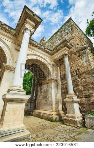 View Of Hadrian's Gate In Old City Of Antalya
