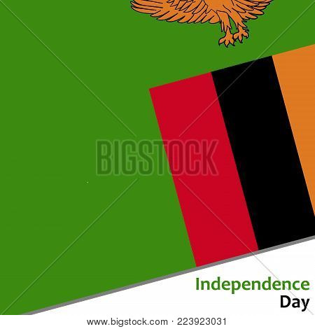 Zambia independence day with flag vector illustration for web