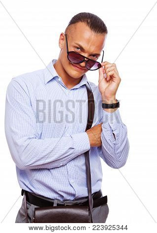 Portrait of sexy man posing in stuio