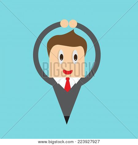 characters businessman pins sign location - vector illustration