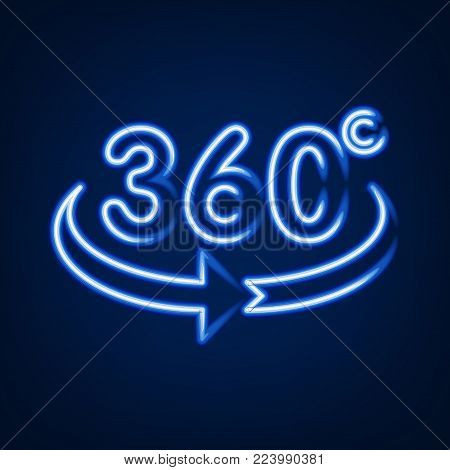 360 degrees view sign icon neon light effect you can adjustment the colors as you want.