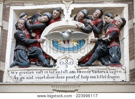 Amsterdam, Netherlands - April 20, 2017: The Amsterdam Museum, , is a museum about the history of Amsterdam,  is located in the old city orphanage between Kalverstraat and Nieuwezijds Voorburgwal.