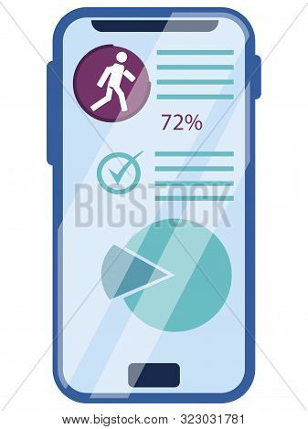 Mobile Health App, Heart Rate Tracking And Pedometer. Sport And Recreation. In Minimalist Style. Car