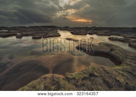 Sunset At Sohra, Dainthlen Falls At Meghalaya In India