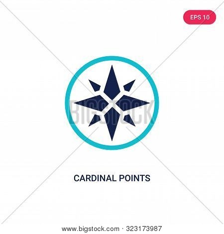 cardinal points on winds star icon in two color design style.