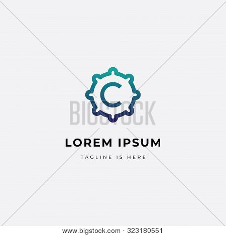 C Letters Logo Gear, Concept Letter C + Icon Gear With Gradient Color. Simple And Modern Design C Lo