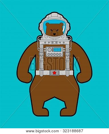 Bear Russian Astronaut. Wild Beast Spaceman In Russia