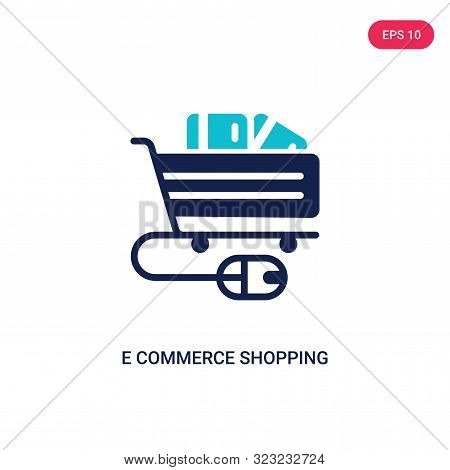 e commerce shopping cart tool icon in two color design style.