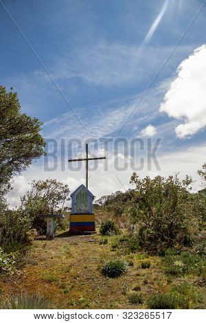 A Shrine Of The Virgin Mary Near The Laguna Verde, At The Teatinos Paramo In The Highlands Of The An