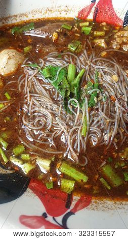 Braised Beef Clear Noodle With Meat Ball Soup Stew