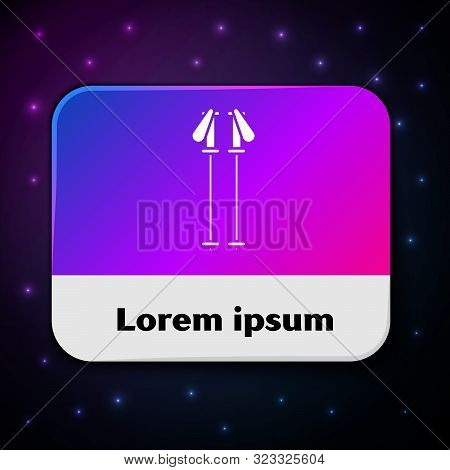 White Ski Poles Icon Isolated On Black Background. Extreme Sport. Skiing Equipment. Winter Sports Ic