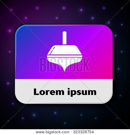 White Hanukkah Dreidel Icon Isolated On Black Background. Rectangle Color Button. Vector Illustratio