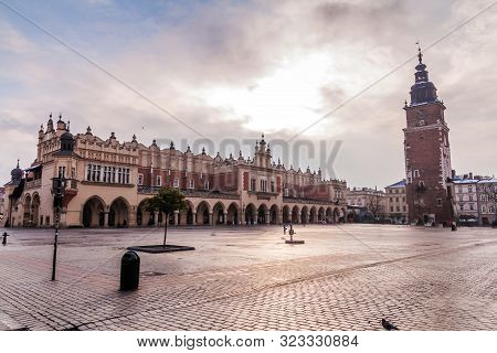 Medieval Square Rynek Glowny And The Cloth Hall In Krakow, Poland