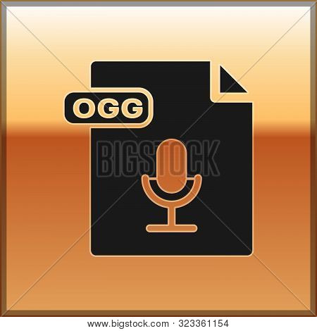 Black Ogg File Document. Download Ogg Button Icon Isolated On Gold Background. Ogg File Symbol. Vect
