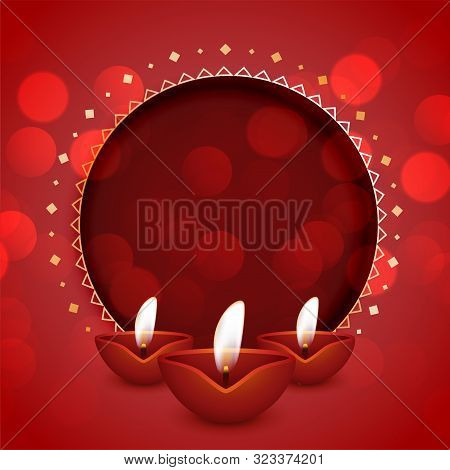 Festical Card For Happy Diwali With Diya And Text Space